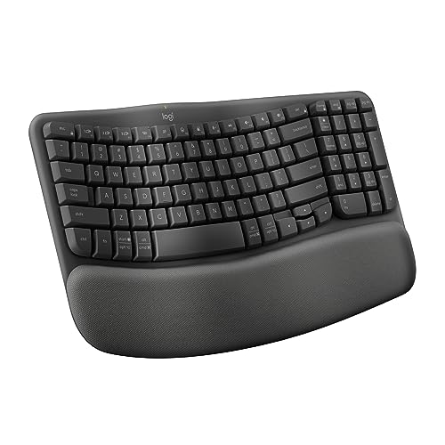 Logitech Wave Keys Wireless Ergonomic Keyboard with Cushioned Palm Rest, Comfortable Natural Typing, Easy-Switch, Bluetooth, Logi Bolt Receiver, for Multi-OS, Windows/Mac - Graphite - color: Graphite