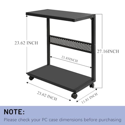 Bfttlity Large PC Stand Computer Tower Stand 2-Tier Metal CPU Holder with Locking Caster Wheels Suitable for Most PC (XL, Black) - size: Extra Large-Black