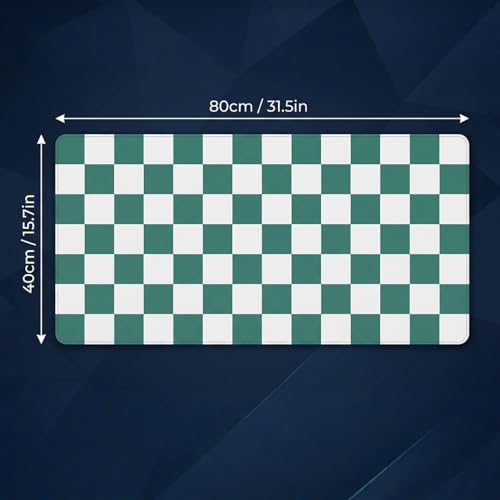 Large Desk Mat 31.5x15.7 Inch, Checkered Computer Mouse Pad Keyboard Mat, Non-Slip Office Desk Pad, Waterproof Rubber Desk Mat for Home Office Decor (Sage) - color: Sage