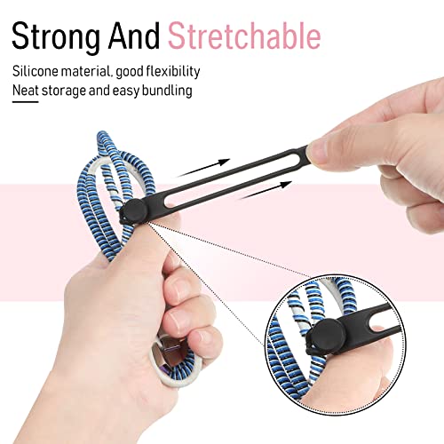 Nuanchu 40 Pcs Silicone Cable Ties Reusable Holder Adjustable Straps Multipurpose Charging Cable Organizer for Fastening Charging Cords Wires(4.17 Inch,Black, White, Gray, Pink) - color: Black, White, Gray, Pink, size: 4.17 Inch