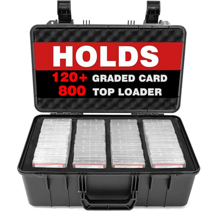 Graded Card Case - Storage Box for 120+ CSG, BGS, SGC, Top Loaders Graded Sports Trading Cards with 6 EVA Foam - size: XXL (holds 120+ Graded Cards)