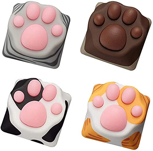 SYA ZOMOPLUS Cute Keycaps,Novelty Cat-Claws Keycap 3D Model OEM Profile Keyboard Keycaps Squishy-Paws Custom Key Caps for Cherry MX Switches Mechanical Gaming Keyboard Catpaw ESC-Key Keycap(4 Pack) - color: 4 Pack