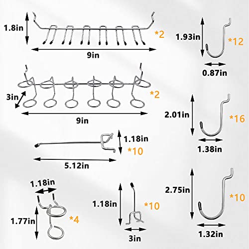 258pcs Pegboard Hooks, Pegboard Accessories Organizer Kit, Pegboard Set for Organizing Various Tools, Metal Pegboard Hooks Assortment, Peg Board Bins, Peg Lock