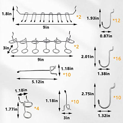 258pcs Pegboard Hooks, Pegboard Accessories Organizer Kit, Pegboard Set for Organizing Various Tools, Metal Pegboard Hooks Assortment, Peg Board Bins, Peg Lock