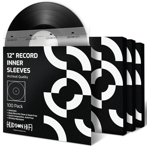 Hudson Hi-Fi Anti-Static Vinyl Record Sleeves - Durable Clear Disc Sleeves- Protect Your LP Albums from Scratches, Dust & Dirt - Acid-Free Rice Paper Disc Covers, 100x Inner Sleeves - size: 100 Inner Sleeves
