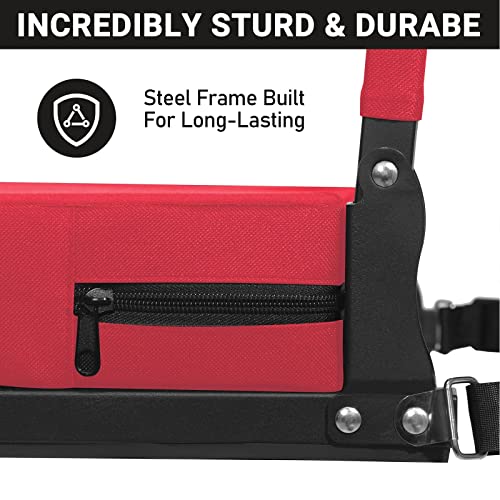 Sheenive Red Stadium Seats for Bleachers with Back Support, Padded Soft Comfy Backs and Cushion, Extremely Large and Portable - color: Red