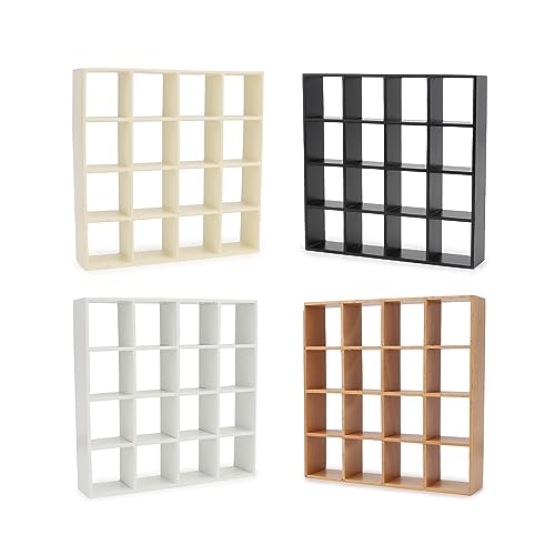 Miniature Furniture Storage Rack 1/12 Dollhouse Furniture 16 Grid Shelf Bookshelf Display Shelf Wall Rack Stand Mini House Scene Decoration (White) - style: White