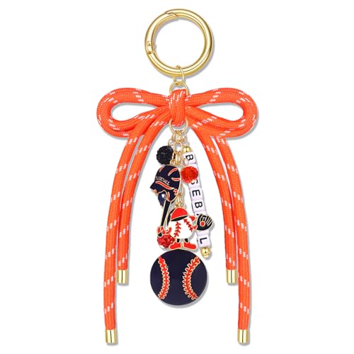 PHALIN Football Baseball Basketball Golf Bag Charms Keychain for Women Men Bow Purse Charm Sport Mom Gifts - style: Baseball-3