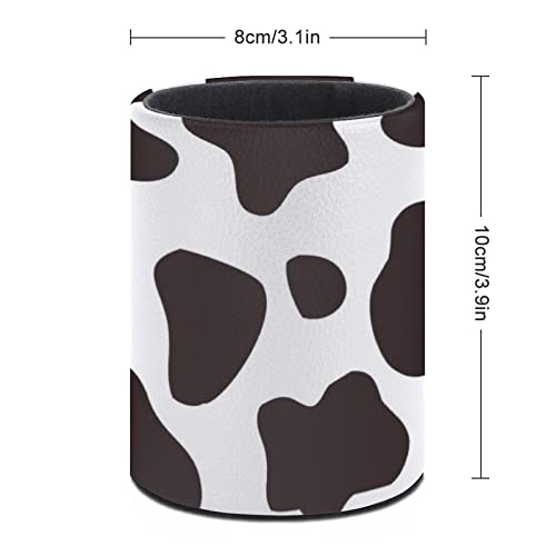 Cow Print Pen Holder Pencil Cup for Desk Organizer | Cute Makeup Brush Holder PU Multifunctional Office Suppliesfor Decor Home Classroom School - color: Cow Print