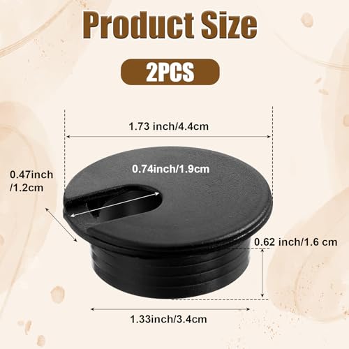 2 Pieces Desk Grommet 1.5 Inch, Black ABS Plastic Cable Hole Cover, U-Shaped Insert for Office Home School Computer Desk Equipment