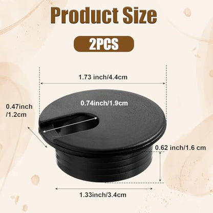 2 Pieces Desk Grommet 1.5 Inch, Black ABS Plastic Cable Hole Cover, U-Shaped Insert for Office Home School Computer Desk Equipment
