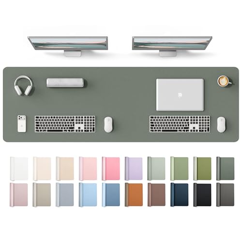 YSAGi Leather Desk Protector, Office Mat, Large Mouse Mat, Non-Slip PU Leather Blotter, Laptop Desk Mat, Waterproof Writing Pad for Office and Home(Dark Green, 63" x 17.2") - color: Dark Green, size: 63" x 17.2"