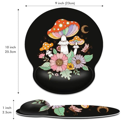 Ergonomic Mouse Pad with Wrist Support,Black Mushroom Mouse Pad with Wrist Rest,Relieve Wrist Pain Mousepad Non-Slip Rubber Base,Mouse Pads for Desk,Computers,Laptop,Office,Gaming,Accessories - color: Mushroom