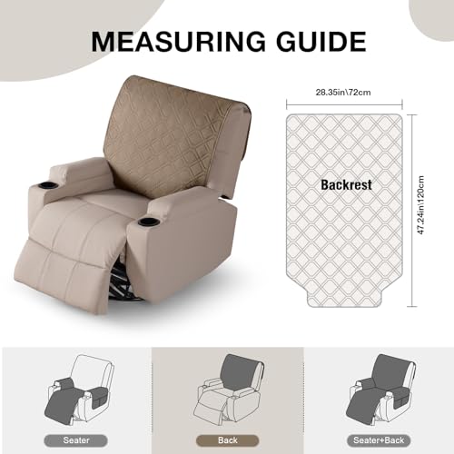 VANSOFY Recliner Chair Covers 100% Waterproof Backrest Cover Reclining Cover Non-Slip Dog Chair Cover Furniture Protector Washable Slipcover Elastic Straps for Pets, Dogs(Light Brown) - color: Light Brown
