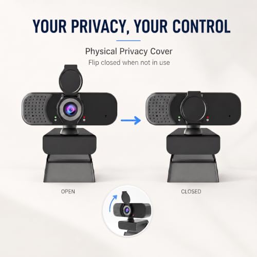 1080P Webcam with Microphone and Physical Privacy Cover, Noise Cancelling USB Web Camera, Auto Light Correction, Plug and Play, Wide Angle PC Camera for Zoom, Online Class, Laptop/Desktop - style: mirror plate-1080p