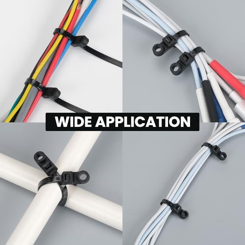 Heavy Duty Zip Ties with Screw Hole, 75lbs Tensile Strength, 7.5 Inch Mountable Cable Ties for Indoor & Outdoor Use, 50PCS Black Nylon Universal Cable Tie Buckle - size: 50PCS
