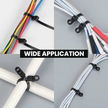 Heavy Duty Zip Ties with Screw Hole, 75lbs Tensile Strength, 7.5 Inch Mountable Cable Ties for Indoor & Outdoor Use, 100PCS Black Nylon Universal Cable Tie Buckle - size: 100PCS