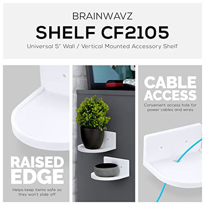 BRAINWAVZ 5” Small Floating Shelf, Adhesive & Screw in, for Bluetooth Speakers, Cameras, Plants, Books, Toys & More, Universal Shelves, Easy to Install Shelf CF2105 White - color: 5" White Shelf