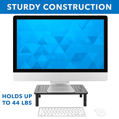 Mount-It! Metal Monitor Riser 2-Pack | Height Adjustable Computer Display and Laptop Stand for Desktop | Fits Up to 32" Screens, 44 Lbs Capacity, Set of Two Risers - size: Set of 2