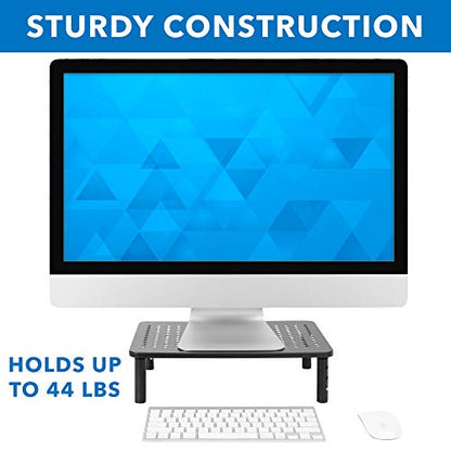 Mount-It! Metal Monitor Riser 2-Pack | Height Adjustable Computer Display and Laptop Stand for Desktop | Fits Up to 32" Screens, 44 Lbs Capacity, Set of Two Risers - size: Set of 2