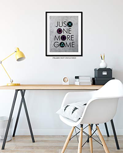 Govivo Just One More Game - Wall Decor Art Print with a gray background - 8x10 unframed gaming-themed artwork printed on photograph paper