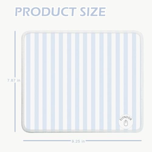 Mouse Pad for Desk with Stitched Edge, Premium Cute Washable Mouse Pads. Computer Mousepad with Non-Slip Rubber Base, Mousepads for Laptop, 9.25x7.75x0.12 inch (Blue Stripes) - color: Blue Stripes