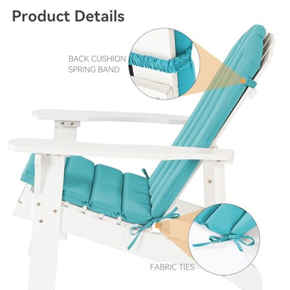 Adirondack Chair Cushion Set of 2 Indoor Outdoor Furniture Cushions Rocking Chair Cushions with Straps Replacement Folding Patio Chair Pad,19.7x18.9x1.5 Inch（Blue） - color: Blue