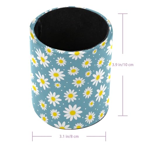 Daisy Flowers Pen Holder Pencil Organizer for Desk, 3.1” x 3.1” x 3.9” Pencil Cup Office Supplies, Large Capacity Cute Pen and Makeup Brush Holder for Home, School, Desktop - color: Daisy Flowers