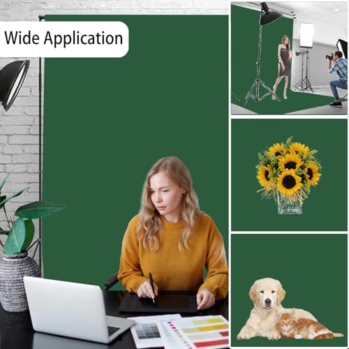 Dark Green Photography Backdrop for Photoshoot, Photo Backdrop Curtain, Perfect Dark Green Backdrops for Party Portrait Photoshoots Video Studio 5FTx7FT - color: Dark Green, size: 5x7 FT