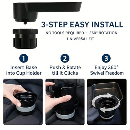 Car Seat Tray, Adjustable Base and Silicone-Supported Anti-Shake Cup Holder, Car Seat Tray for Kids Travel, Car Seat Snack Tray, Car Tray for Toddler, Family Road Trip Essentials for Kids