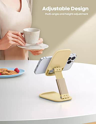 Lamicall Phone Stand for Desk - Telephone Stand Desk Accessories Desktop Office Must Have, Compatible with iPhone 17 16 15 14 13 Pro Max Mini, 12 11 XR X 8 7 6 Plus SE, 4-8'', Yellow - color: Yellow