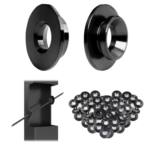 Muzata 40 Pack 1/8" 30 Degree Angle Wheel Black Cable Railing Grommets ONLY for Angle 1/8" 5/32" 3/16" Wire Rope T316 Stainless Steel Protector Sleeves Deck Cable Railing Hardware Kit Metal Posts CR79 - size: 40P, style: Black For Stairs