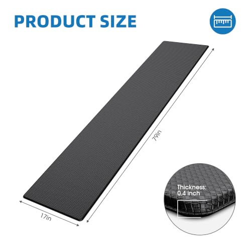 Kitchen Mats for Floor - 17"x79" Anti Fatigue Mats for Kitchen Floor - Non Slip Cushioned Rugs for Standing - Black - color: Black, size: 1pc: 17" x 79" x 0.4"