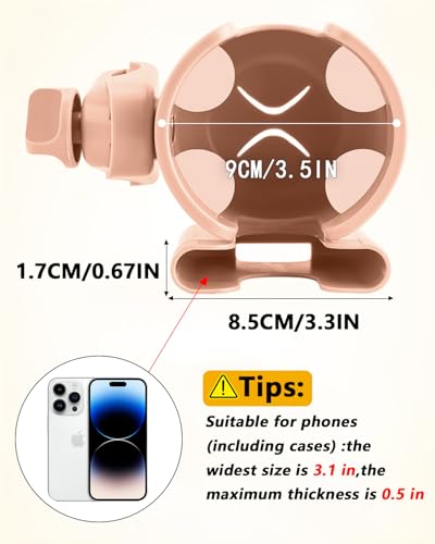 Universal Stroller Cup Holder with Mobile Phone Case, 2-in-1 Strollers Storage Rack, 360 Degrees Rotation Drink Holder for Bike, Pushchair, Wheelchair, Walker,Bicycle, Fits Most Cups (Pink) - color: PINK