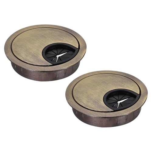 MECCANIXITY 2 Pcs Desk Grommet 2.07 Inch, Zinc Alloy Round Desk Hole Cover Wire Cable Cord Organizer for Home Office Computer Table Cables, 52.5mm, Bronze - color: Bronze, size: 2.07 Inch/52.5mm
