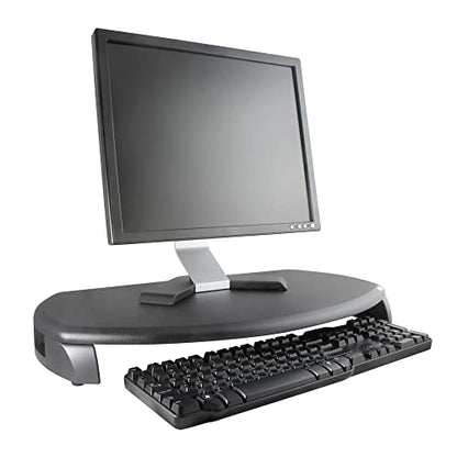 Kantek Desktop Computer Monitor Stand with Keyboard Storage, MDF Wood Top, Holds up to 80 lbs, 23" x 13.25" x 3", Black