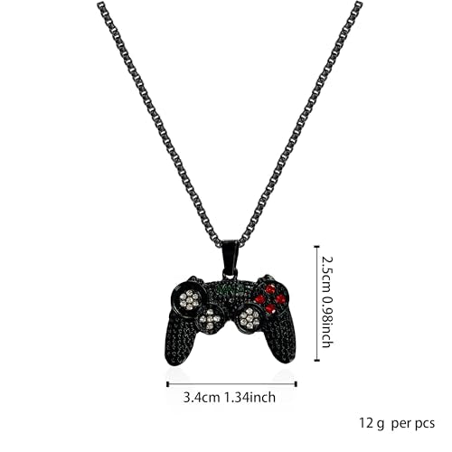Colorful Crystal Game Controller Necklaces Punk Hip Hop Friendship Game Console Necklace for Best Friends - color: Black