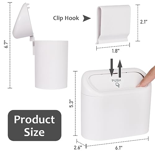 Accmor Car Trash Can with Lid, Vehicle Dustbin Garbage Organizer Holder with One Roll Bag, Mini Leakproof Storage Bin for Auto, SUV, Office (White) - color: White