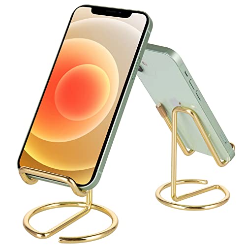 ROPOSY Cell Phone Stand for Desk, Cute Metal Gold Cell Phone Stand Holder Desk Accessories, Compatible with All Mobile Phones, iPhone, iPad - color: gold, size: 1 pack