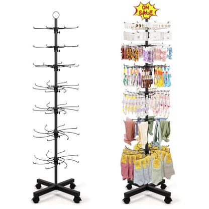 Flenpptly Retail Display Stand, 7-Tier Rotating Display Rack for Store Display, Movable and Adjustable Spinning Display Stand for Earrings, Jewelry, Keychains, Socks Display (7-Tier Black) - color: 7-Tier Black