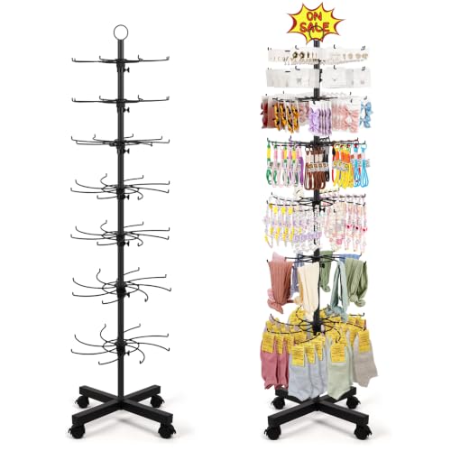 Flenpptly Retail Display Stand, 7-Tier Rotating Display Rack for Store Display, Movable and Adjustable Spinning Display Stand for Earrings, Jewelry, Keychains, Socks Display (7-Tier Black) - color: 7-Tier Black