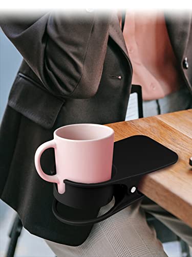 Kalolary New Drinking Cup Holder Clip with Groove Table Bottle Cup Stand DIY Glass Cup Clamp Storage Saucer Clip Water Coffee Mug Holder Saucer Clip for Home Desk, Black - color: Black