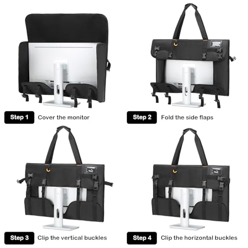 Monitor Carrying Case for 27" LCD Screen Padded Travel Monitor Carrying Bag Compatible with iMac Desktop Computer Dust Cover Bag (Black) - color: Black