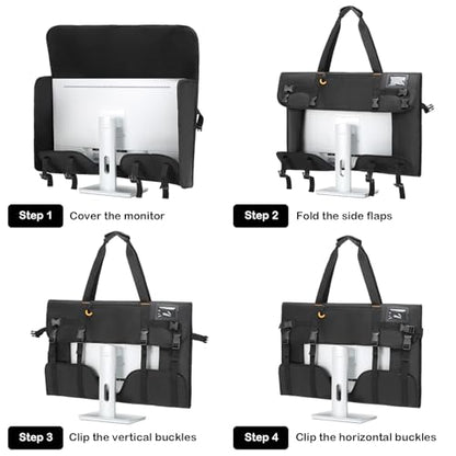 Monitor Carrying Case for 27" LCD Screen Padded Travel Monitor Carrying Bag Compatible with iMac Desktop Computer Dust Cover Bag (Black) - color: Black
