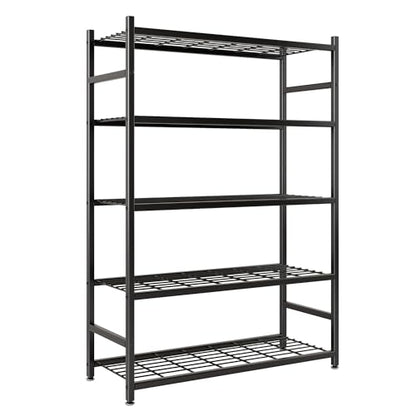 36.4" W Storage Shelves, 5-Tier Metal Shelving Unit with Leveling Feet, Shelf Organizer for Garage, Kitchen, Pantry and Closet Organization, 36.4" x 11.8" x 68.3", Black