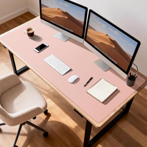 Leather Desk Pad Protector, Office Desk Mat, Large Mouse Pad, Non-Slip PU Leather Desk Blotter, Waterproof Computer Desk Writing Pad for Office and Home (Light Pink, 47.2" x 23.6") - color: Light Pink, size: 47.2" x 23.6"