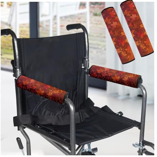 Wheelchair Armrest Covers Maple Leaf Wheel Chair Accessories Adults 2 Pack Wheelchair Arm Pads for Office Transport Chair Pressure Relief Thanksgiving Day Decor - color: Maple Leaf