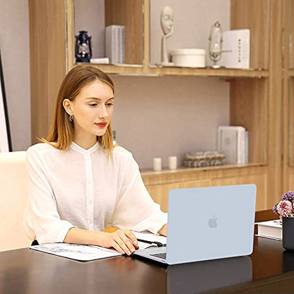 MOSISO Compatible with MacBook Air 13 inch Case M1 2021 2020 2019 2018 Release A2337 A2179 A1932 Touch ID, Plastic Hard Shell Cover&Keyboard Cover for MacBook Air 13.3 inch Case M1, Baby Blue - color: Baby Blue