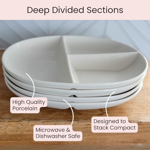 Uba Portion Control Plate (PORCELAIN) for Adults for Healthy Diet (White, 1)