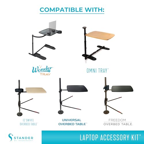 Stander Laptop Accessory Kit, Cup Holder and Anti-Slip Rubber Elevated Computer Laptop Wedges for Stander Wonder Tray and Able Life Overbed Tables